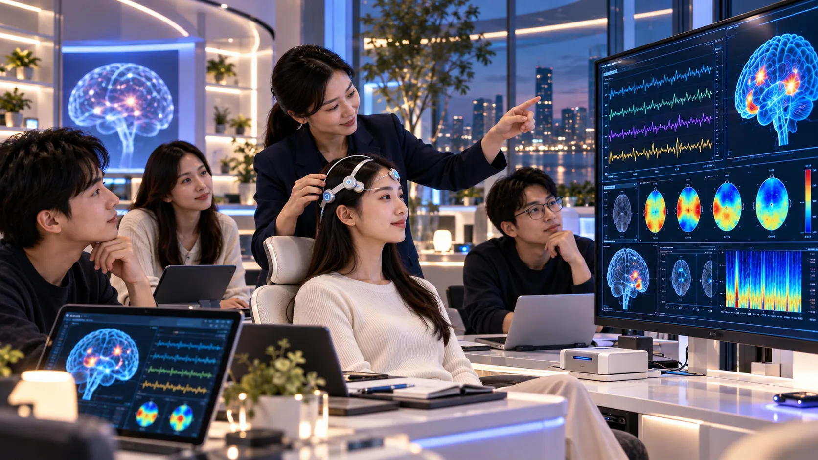 EEG 실습 수업 장면